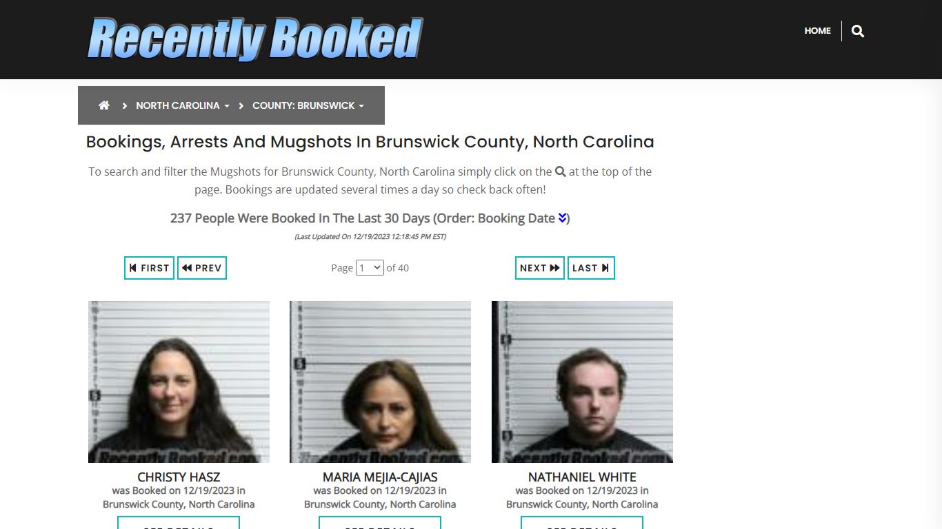 Bookings, Arrests and Mugshots in Brunswick County, North Carolina